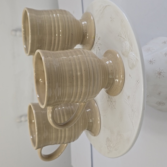 Vintage Franciscan Set Of 3 Apple Pattern Irish Mugs Speckled Earthenware Ribbed - Picture 4 of 14